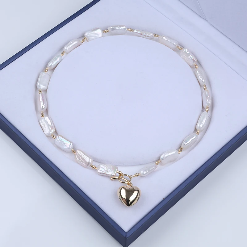 Simple Design  Wholesale Rice Bead Necklace 5-6mm Fresh Water Real Pearl Natural Pink