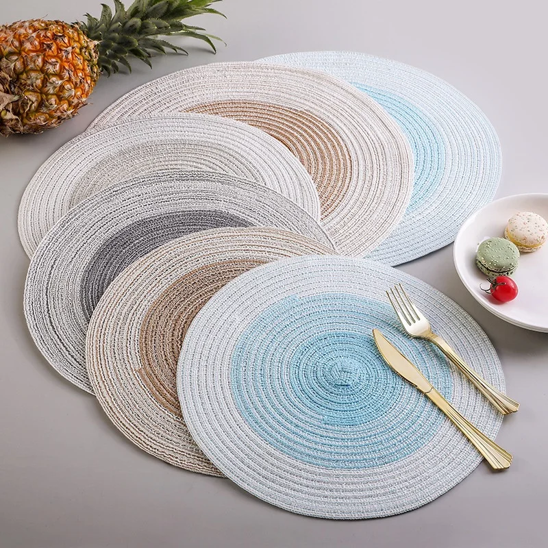 A3045Round heat insulation Nordic Western t bowl mat tea cup Japanese cotton linen