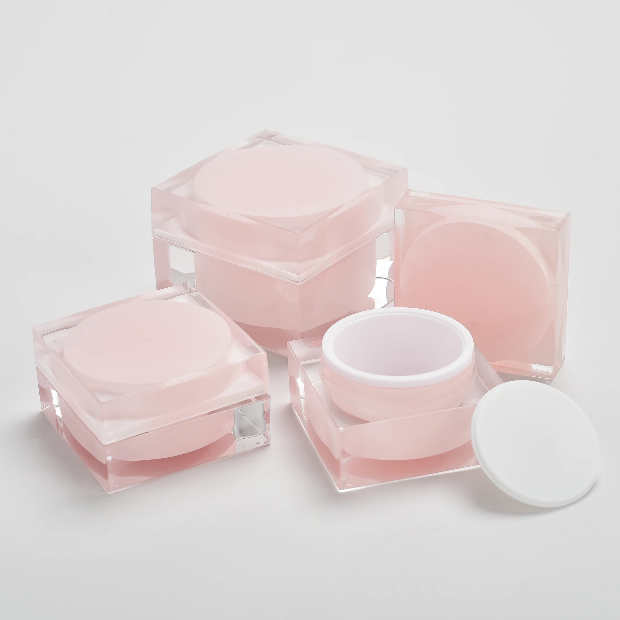 UU package 15g 30g 50g Cosmetic square shape amber black acrylic jar container / Elegant empty cream jars with black lid