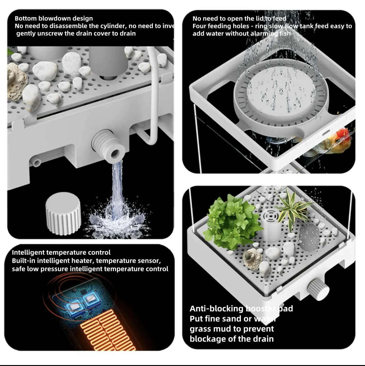 High Transparency ABS Plastic Shell Square fish tank GoldfisTankh  aquarium With Cover