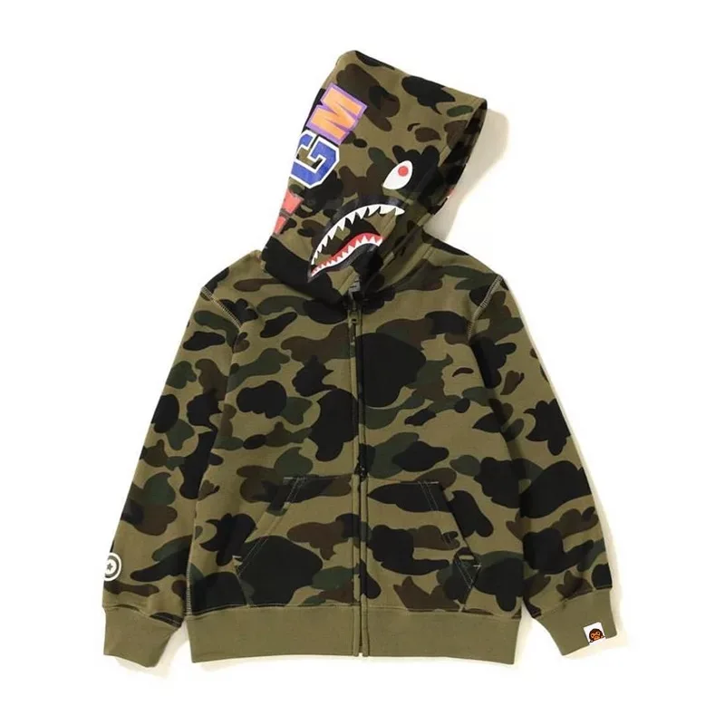Hoodie shark customize for men women at wholesale | bape hoodie shark print full piece zipper up unisex hoodies