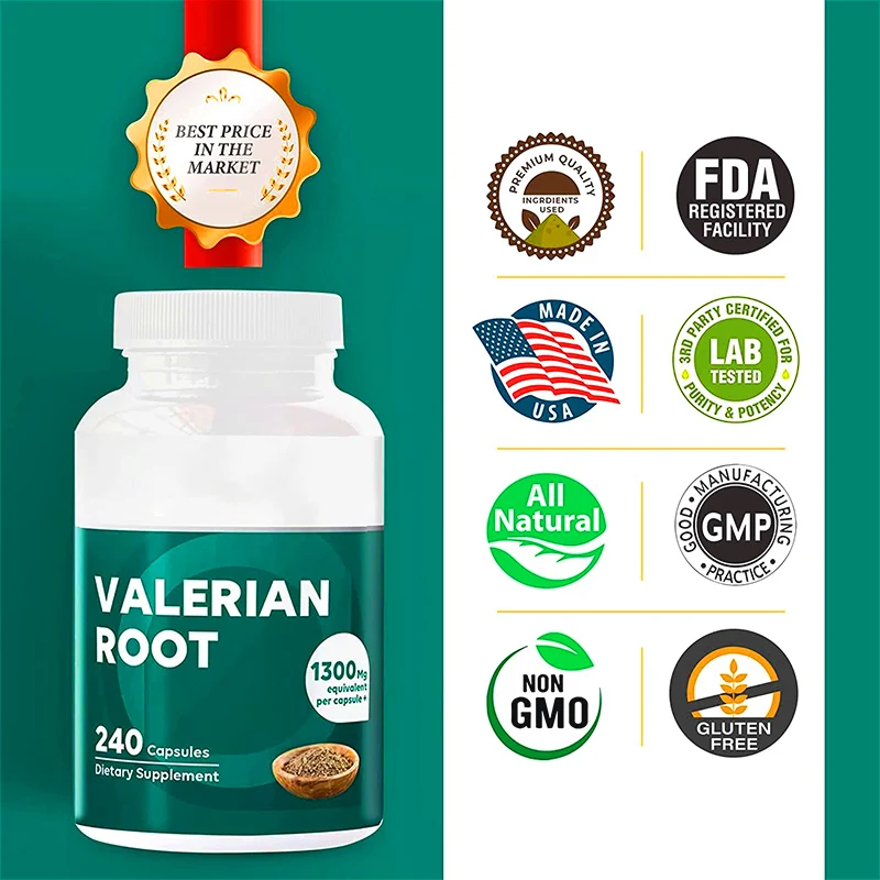 Organic High Strength Valerian Root Capsules Natural Sleeping Supplements for Adults Support Restful & Deep Sleep