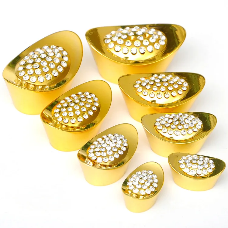 Decorative Chinese Style YuanBao Luck Fortune Gifts Custom Metal Gold Ingot with Metal Fengshui Crafts