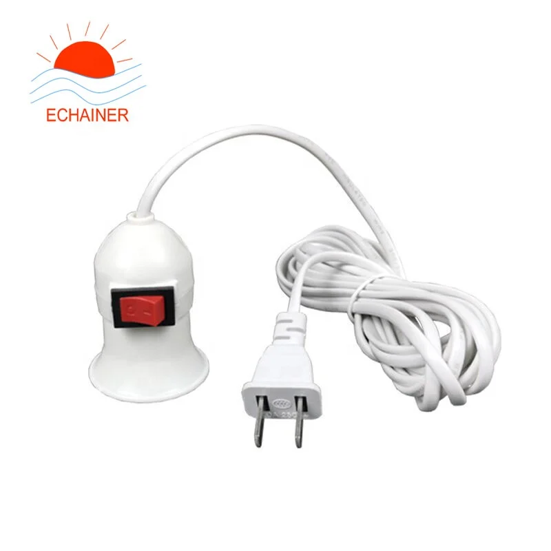 E27 wire lamp holder with on/off switch, EU/US 2pin plug