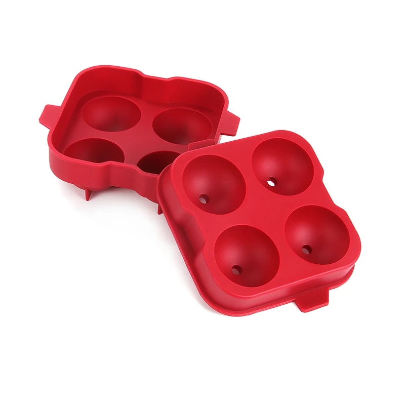 4 полости сфера и квадрат набор гибкий Изготовленный На Заказ силиконовый кубик льда для виски пива круглый лоток форма большого размера для одного