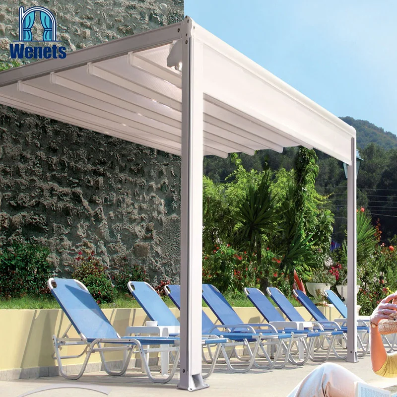 Outdoor Balcony Awning Pergola Remote Control Waterproof Retractable Roof with Side Screen