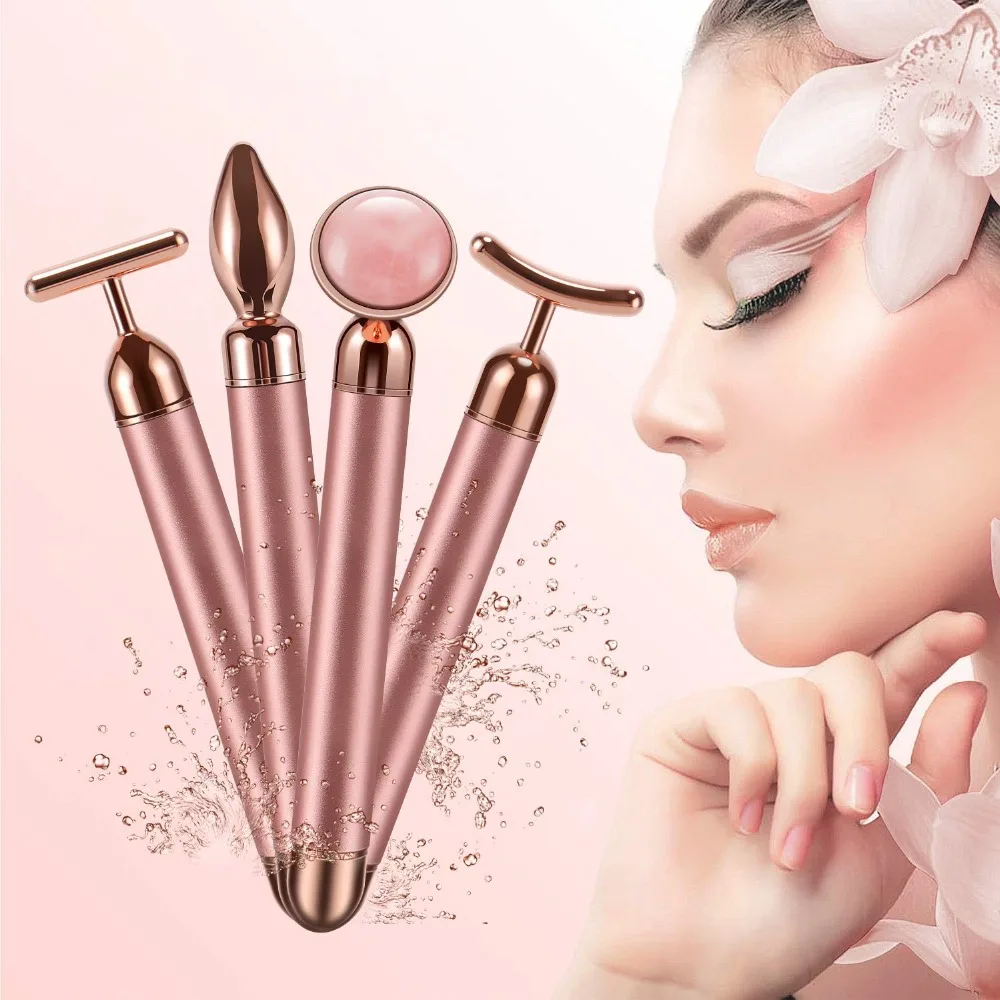 Beauty Skincare Tools Electric Face Roller Stick Facial Massage Tightening Lifting V Shape Vibrating Face Roller Massager