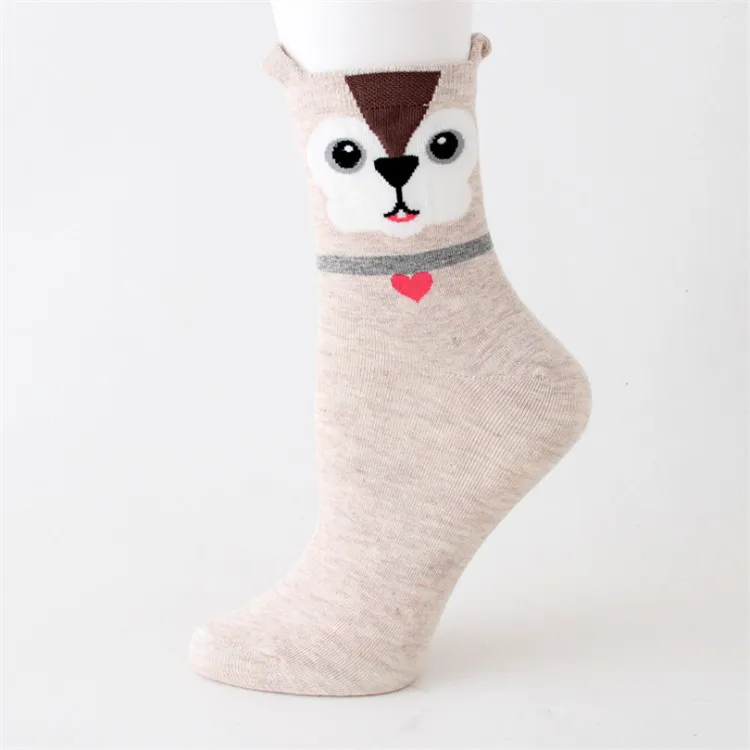 Popular 3D young cute animal cat ears girl  ladies cartoon tube 3d socks