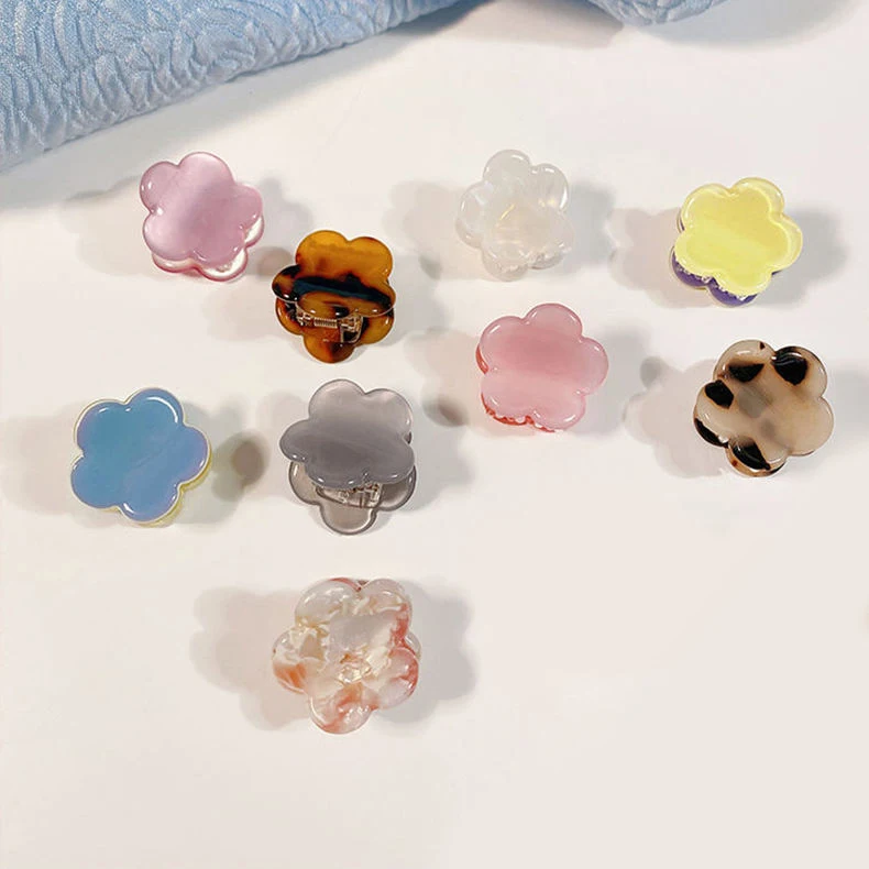 Korean Cute Girl Mini Grab Clip OEM Factory Acetic Acid Floral Hair Decoration Small Acetate Flower Hair Claws For Girls