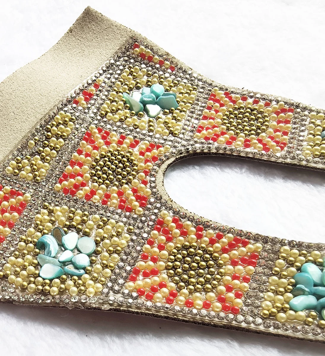 29x13cm Yellow Glass Beads Enlarge Size Shoes Upper Buckle with PU Lining Glue on Sandal Shoes As Decoration Hot Selling