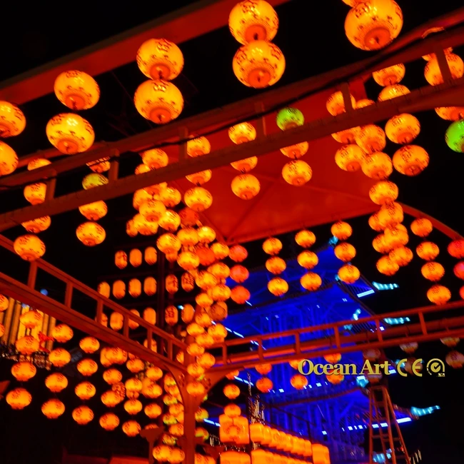 Ocean Art Chinese Traditional Lantern Show For Sale Outdoor Waterproof Silk Lanterns