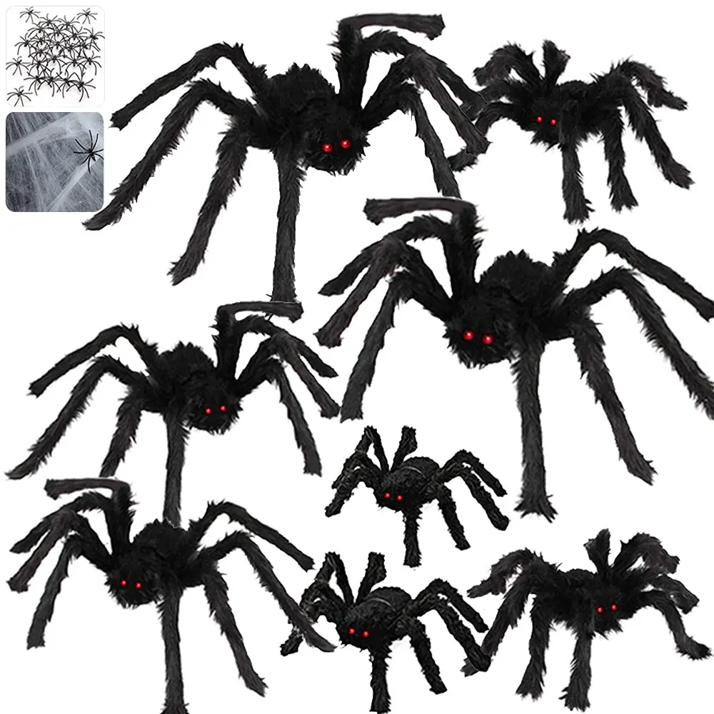 Halloween Spider Decorations Halloween Spiders Stretch Cobwebs Spider Indoor Outdoor Halloween Decorations Yard Home Parties