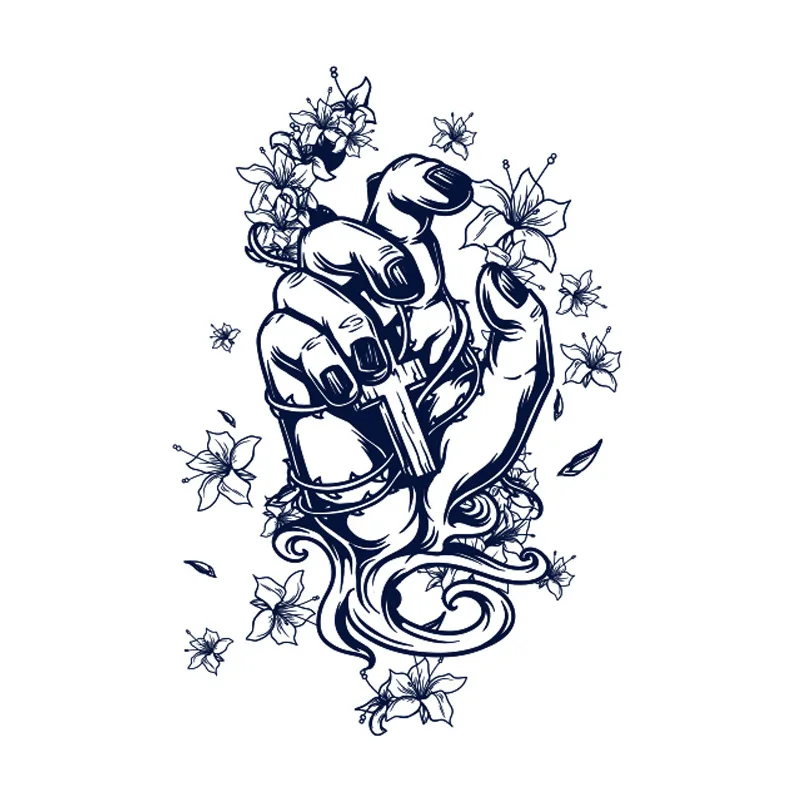 
Multi Designs Waterproof Temporary Black Sketchs Flowers Tattoo Stickers Flash Fake Body Tattoos for Women Men 