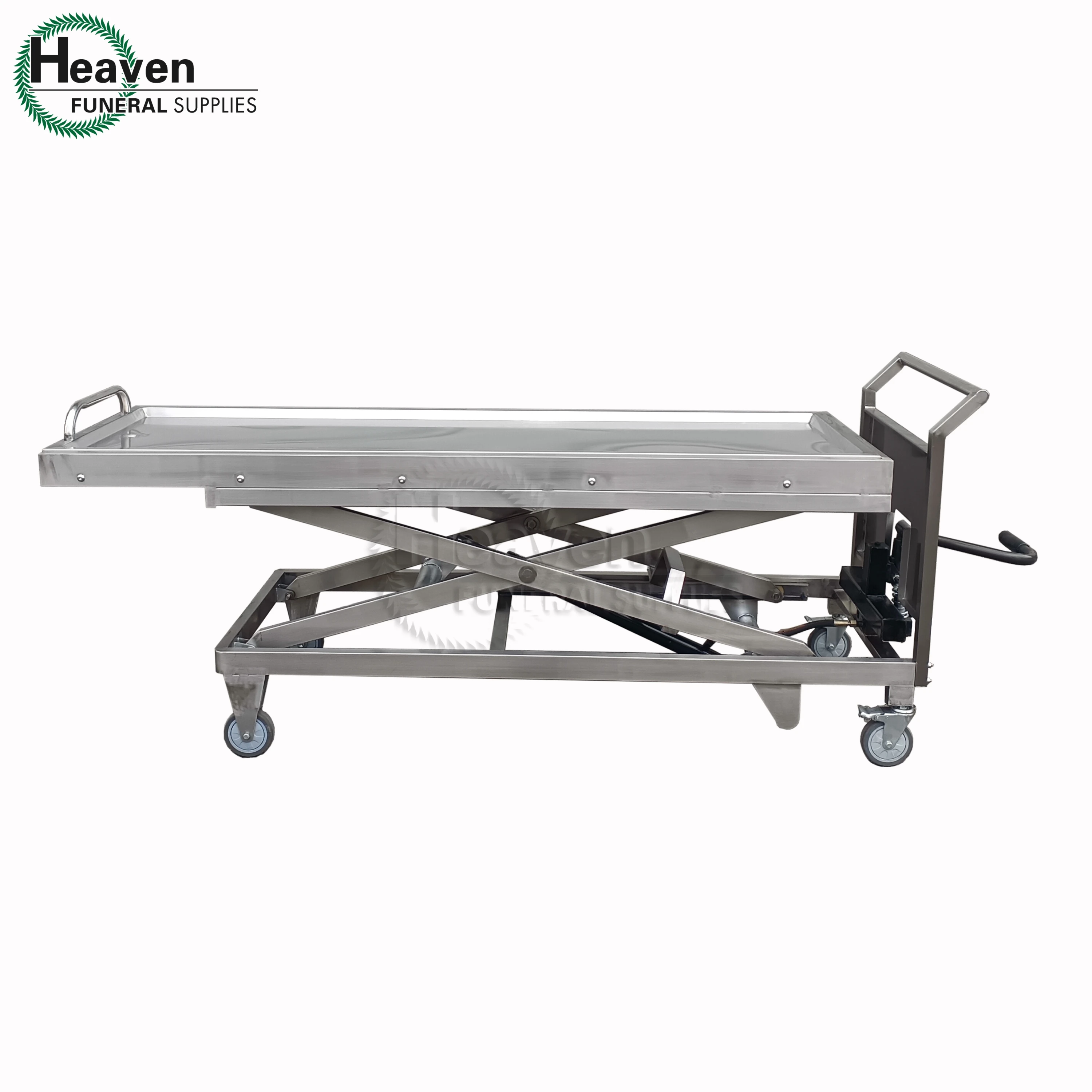 Hydraulic Morgue Trolley Funeral Equipment 304 Stainless Steel Mortuary Body Lifter Trolley Corpse Cart