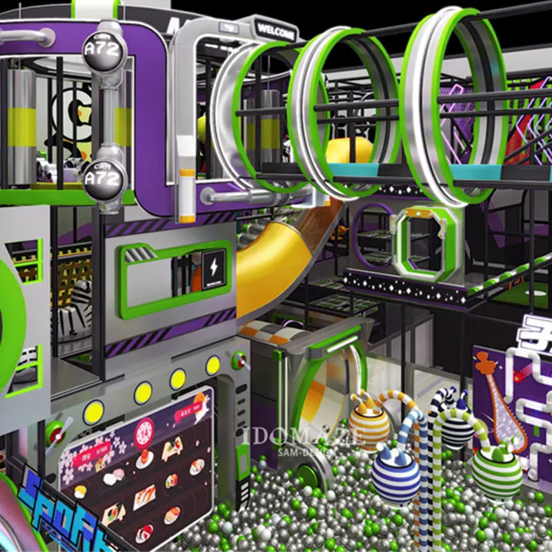 Commercial children kid fiberglass material custom theme fitness gym birthday party large play maze indoor playground with slide