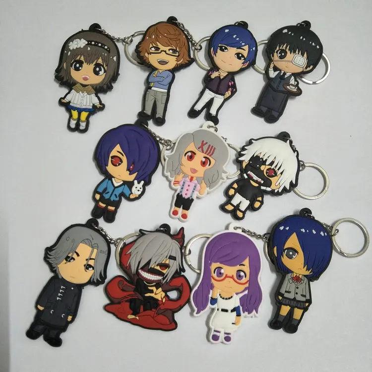 Creative Anime Keychain Tokyo Revengers Haikyuu Bleach Death Note One Piece Demon Slayer DBZ Tokyo Ghoul PVC Rubber Pendant