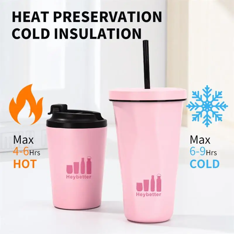 8oz Coffee Cup 380ml 12oz Travel Mug Insulated Reusable Thermal Stainless Steel Coffe Flask with Lid for Hot Cold Drinks Tumbler