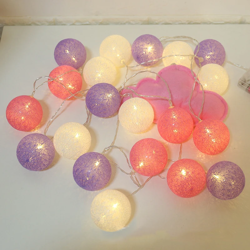 
Led decorative lights cotton thread ball lights string christmas battery lights holiday interior decoration 