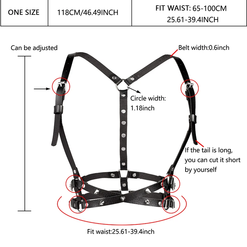 New Product Factory Design Low-rise Punk Tacks Cross Black Studded Decor Harness Belt