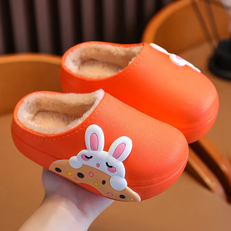 S3519 Winter children cartoon cute slippers warm waterproof non-slip slippers home baby cotton slippers