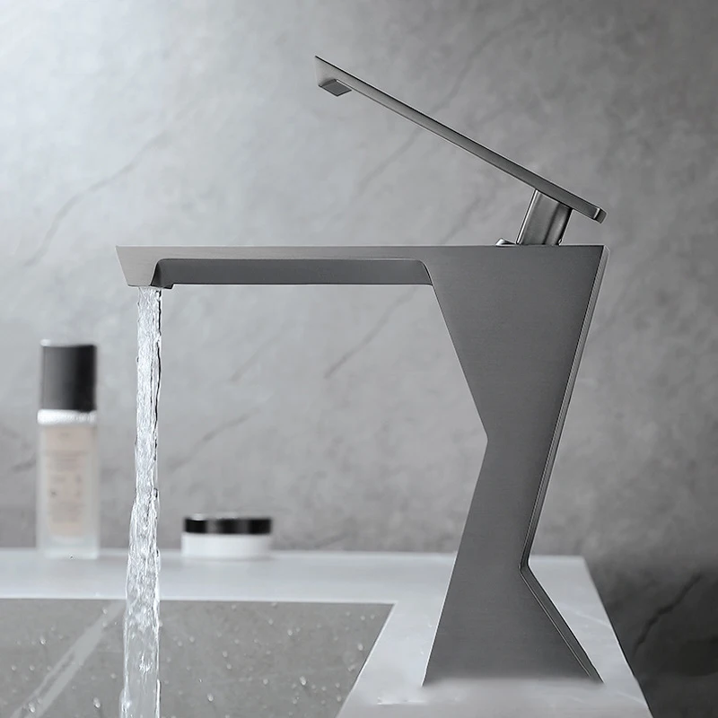 New Design Brass Brushed Finish Basin Mixer Tap Single Handle Thermostatic Hot and Cold bathroom faucet basin faucet