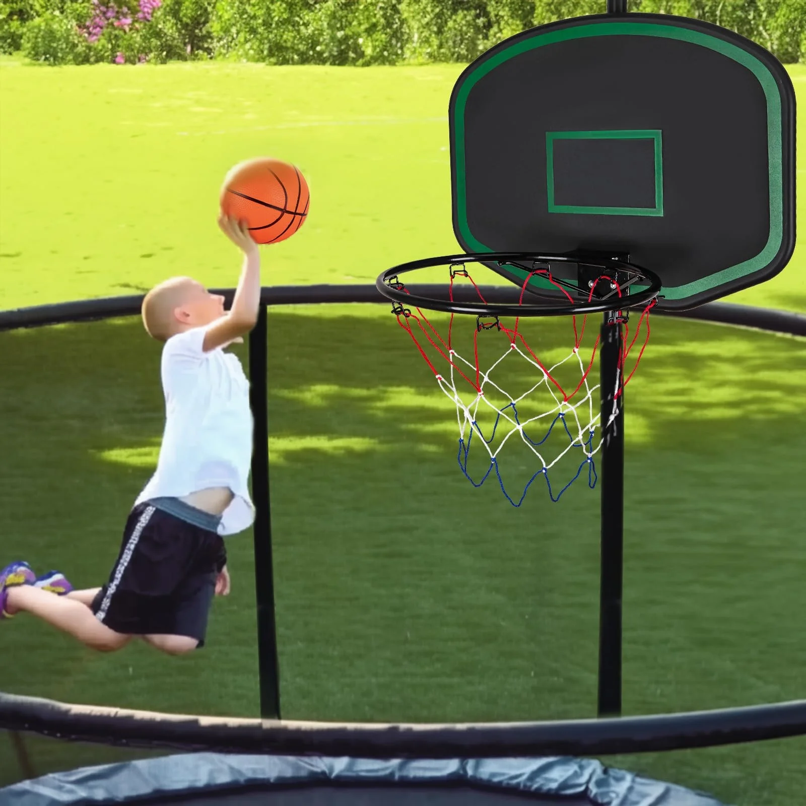 Outdoor Trampoline Basketball Hoop with Pump and 2 Mini Basketballs Basketball Hoop for Trampoline (Fit for Straight Pole)
