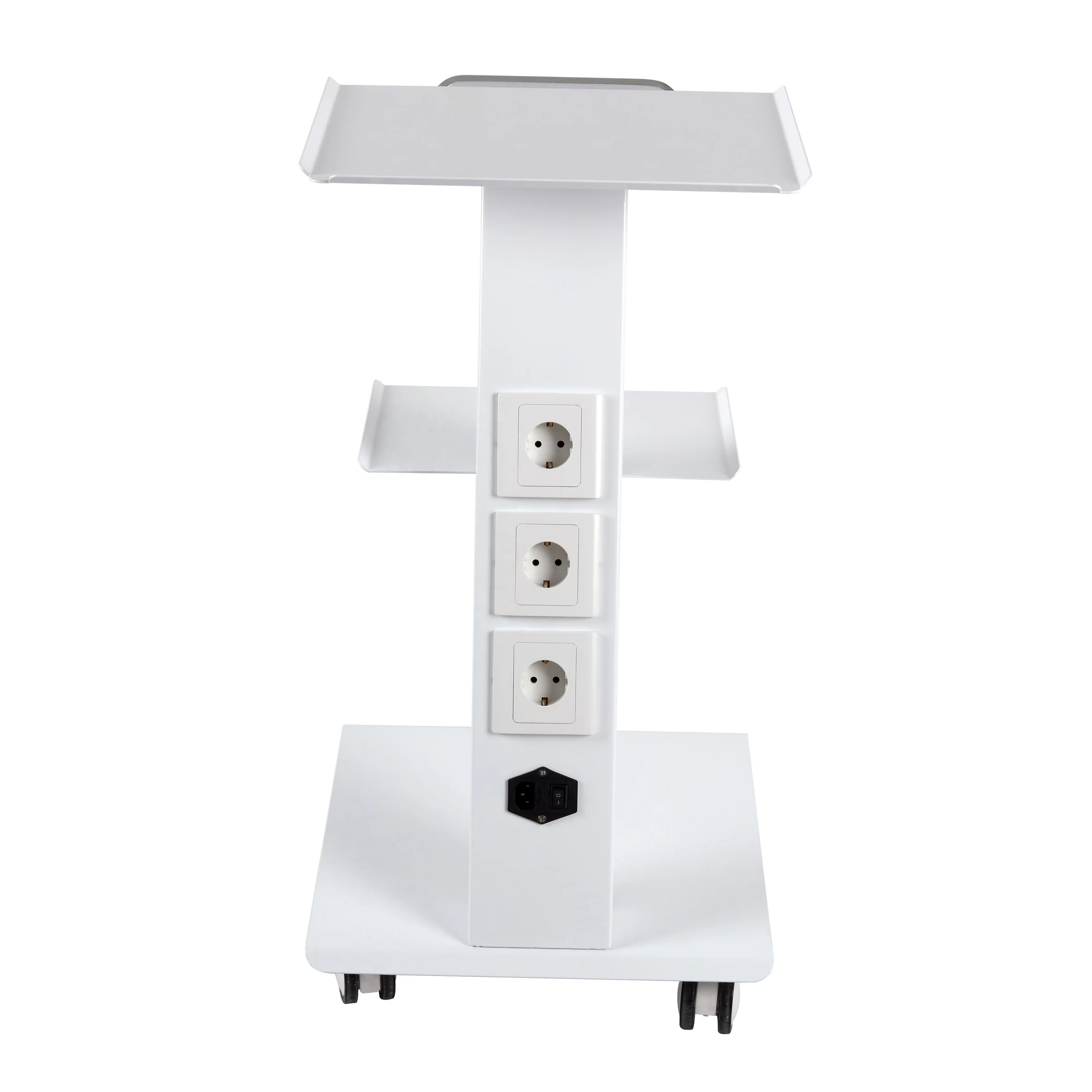 Yimmi Beauty Hair Salon Furniture White Cart Metal Trolley With Wheel Beauty Tool Cart