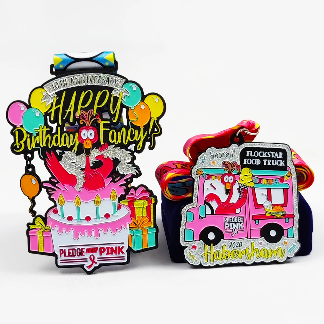 Promotional Custom Made Hard Enamel Glitter Butterfly Medal with Bespoke Sublimated Ribbon for Events and Competition medallero
