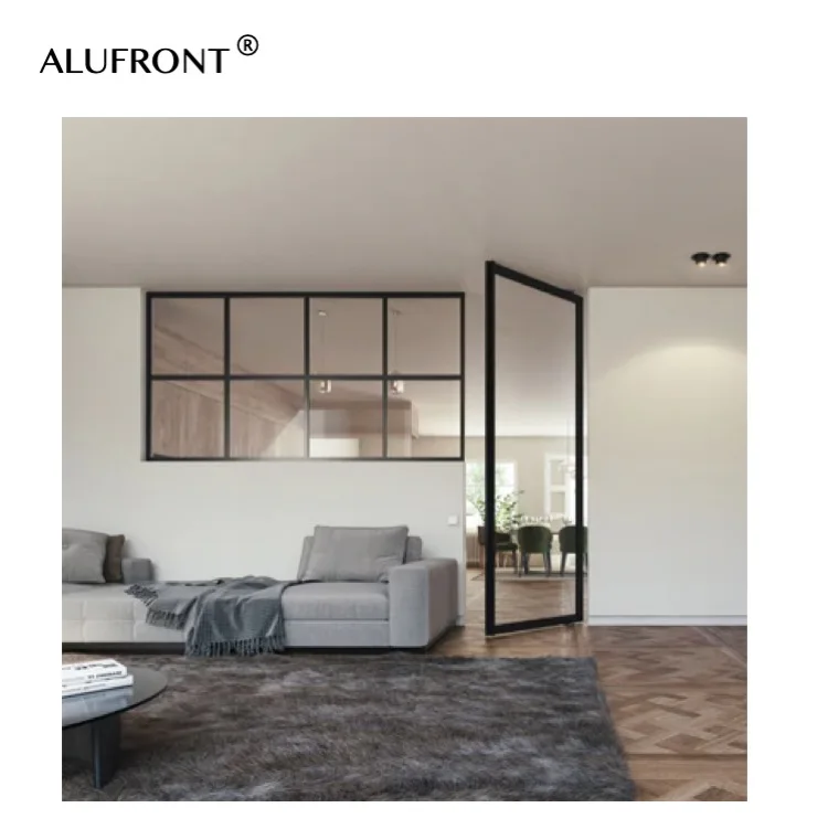 Alufront  Guangzhou  factory customized partition glass pivot door aluminum pivot door casement door