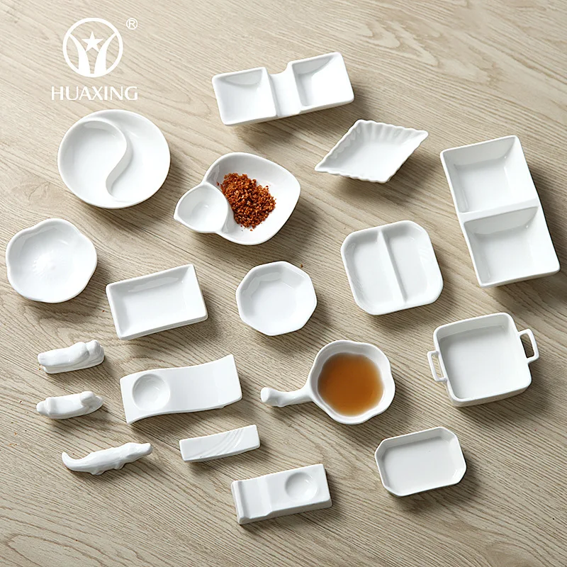Seasoning dish ceramic pure white soy sauce dish creative Japanese household soy sauce and vinegar dish hot pot Japanese and Kor