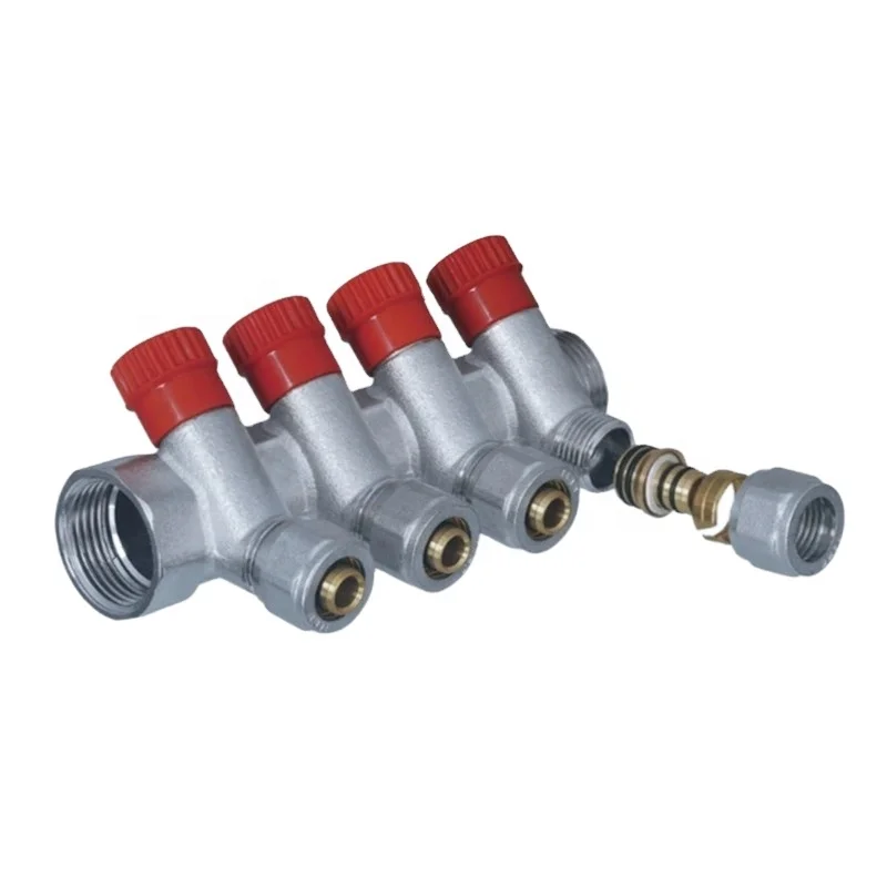 Wholesales Brass Separator Gas Valve Manifold with Hose Faucet Handle Adjustable for floor heating