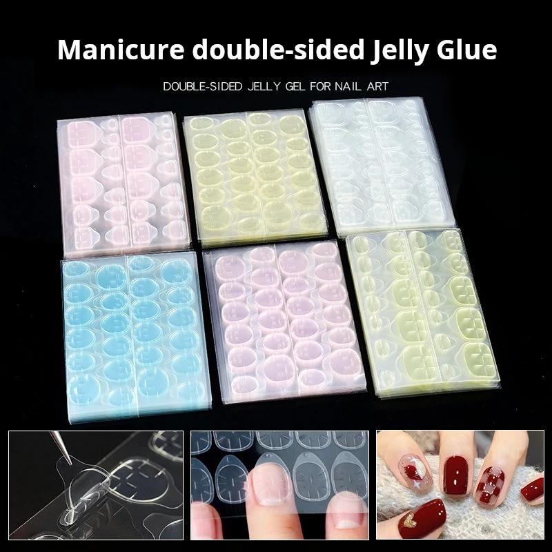 Wholesale 24 Pieces/sheet of Transparent Double-sided Tape Jelly Adhesive for Pressing on Nails