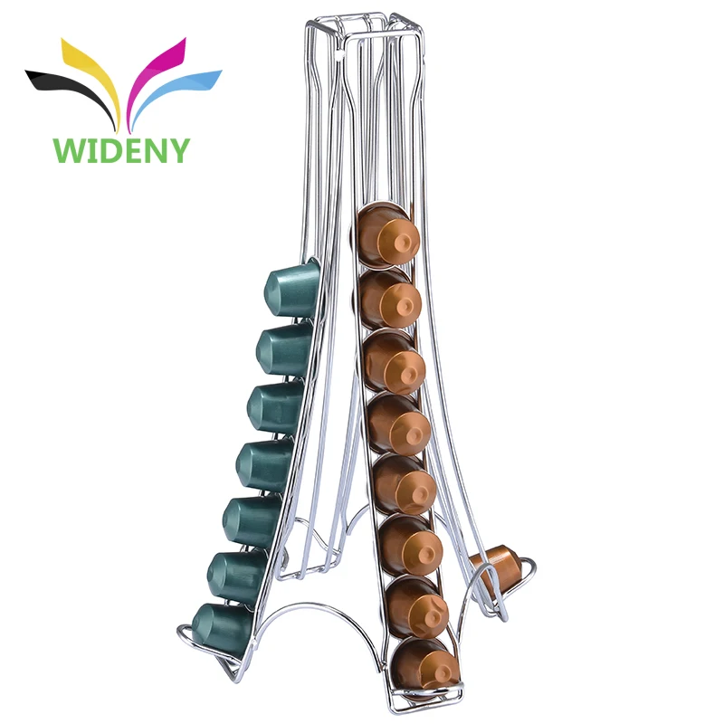 Unit Standing Tower Type Golden Metal Coffee Capsule Holder for 40 Pods About 37MM