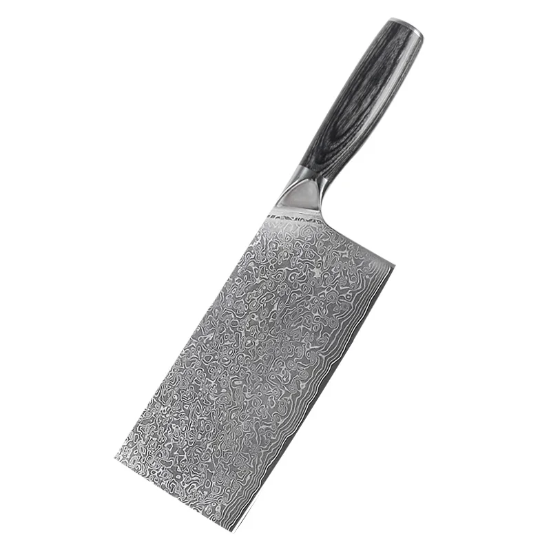 New West 67 Layers Damascus Steel Daily Cutting Kitchen Chopper Cleaver Knife With Pakka Wood Handle