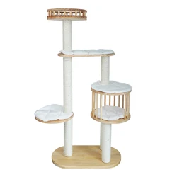 Relaxlines 4 Layer Cat Tree Sisal Castle Large Climbing Scratch Pet Scratcher Wood Condo Furniture Tower Cat Tree