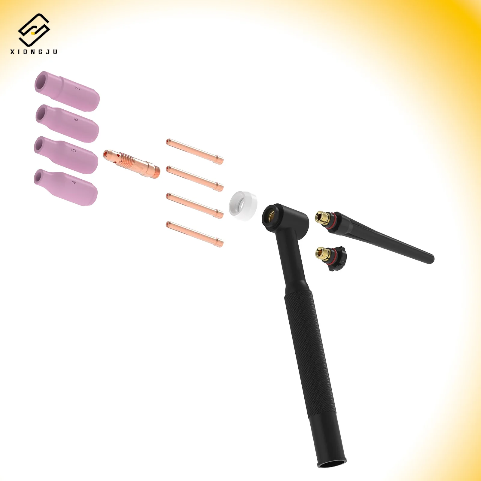 Excellent Gas Cooled WP17FV Tig Torch Head Industrial Plastic Welding Gun Body Tig Welding Accessory 360° Flexible torch head