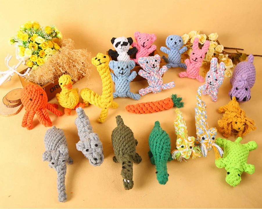 chew teeth dental cleaning interactive training pet dog rope toys