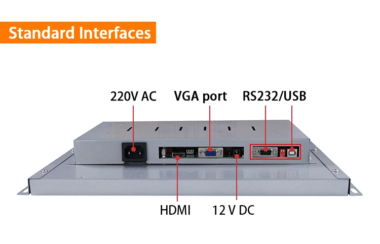19 inch industrial grade touch screen monitor with RJ45 VGA USB port