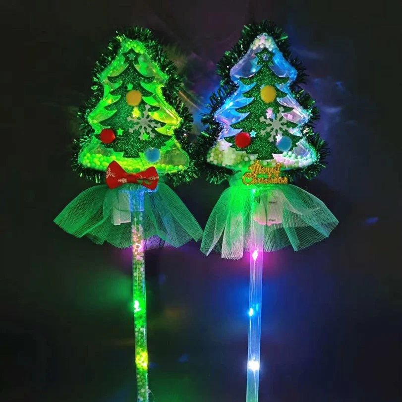 Light up Christmas  tree colorful wand magic fire led stick for festive Decorations flashing fairy, Children gifts lighted toys