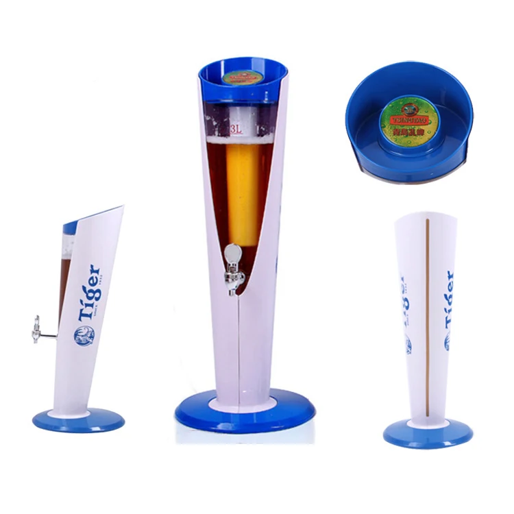 Home Bar Accessories LED Lighted Bar Juice Drink BeverageBeer Tower With Ice Tube Beer and Wine Dispenser Beer Tower 3l 2l 1.5l