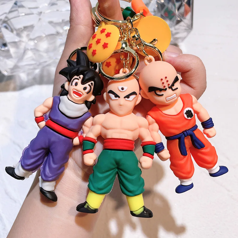 Wholesale 3d Cartoon Pvc Anime Dragon Balls Keychain Car And Bag Tag Goku Doll Pendant Rubber Car Keychain Toy Wholesale