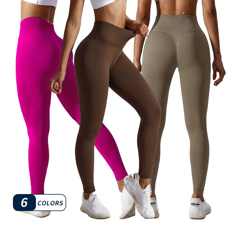6632 seamless leggings soft fabric tight yoga pants butt lifting high waisted for women seamless scrunch fitness tights