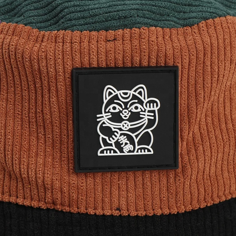 Wholesale Plain Contrast Corduroy Foldable Bucket Hat Custom Embroidery Logo Fisherman Hat For Women Outdoor Sun Protection Caps