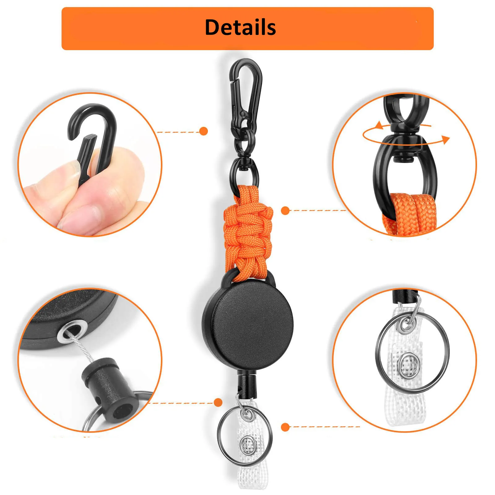 BSBH Custom Multi-functional Nylon Webbing Strap Keychain with Badge Holder for Camping Hiking Fishing