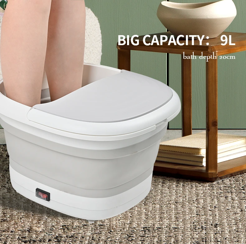 KIKI NEWGAIN Customized Foldable Heat Bubble Vibration Roller Pedicure Foot Soaking Bath Basin Electric Foot Spa Bath Massager