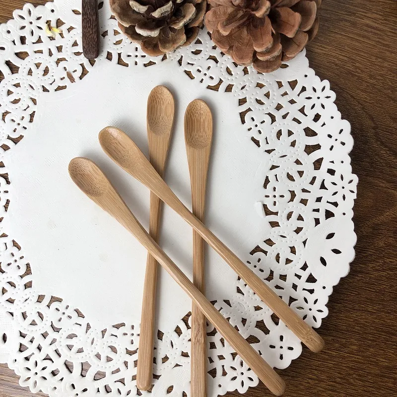 Оптовая продажа с фабрики деревянные ложки длинной ручкой для кофе многоразовая перемешивающая ложка Бамбуковая