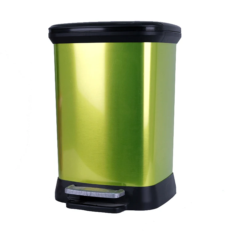 customized teardrop-shaped  plastic trash can In-mold label in furniture application IML garbage bin Silver metallic film