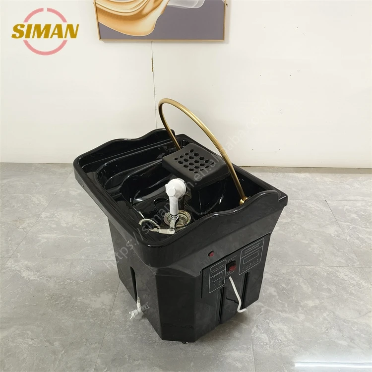 Siman no plumbing shampoo sink with heater and 60L water storage tank salon head spa constant warm water circulation and steamer