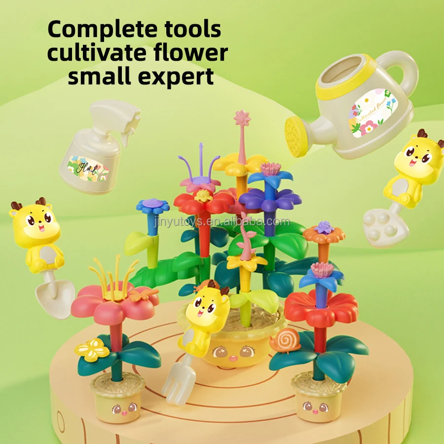 trend toys Kids Game Birthday Gift Diy Assemble Flower Garden Toys Set Educational STEM Building Block Flowers for Children