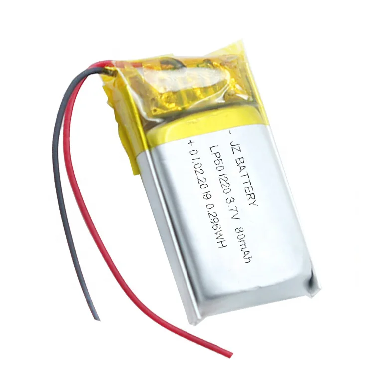 5mm thickness li ion 501025 3.7v 80mah lithium polymer battery